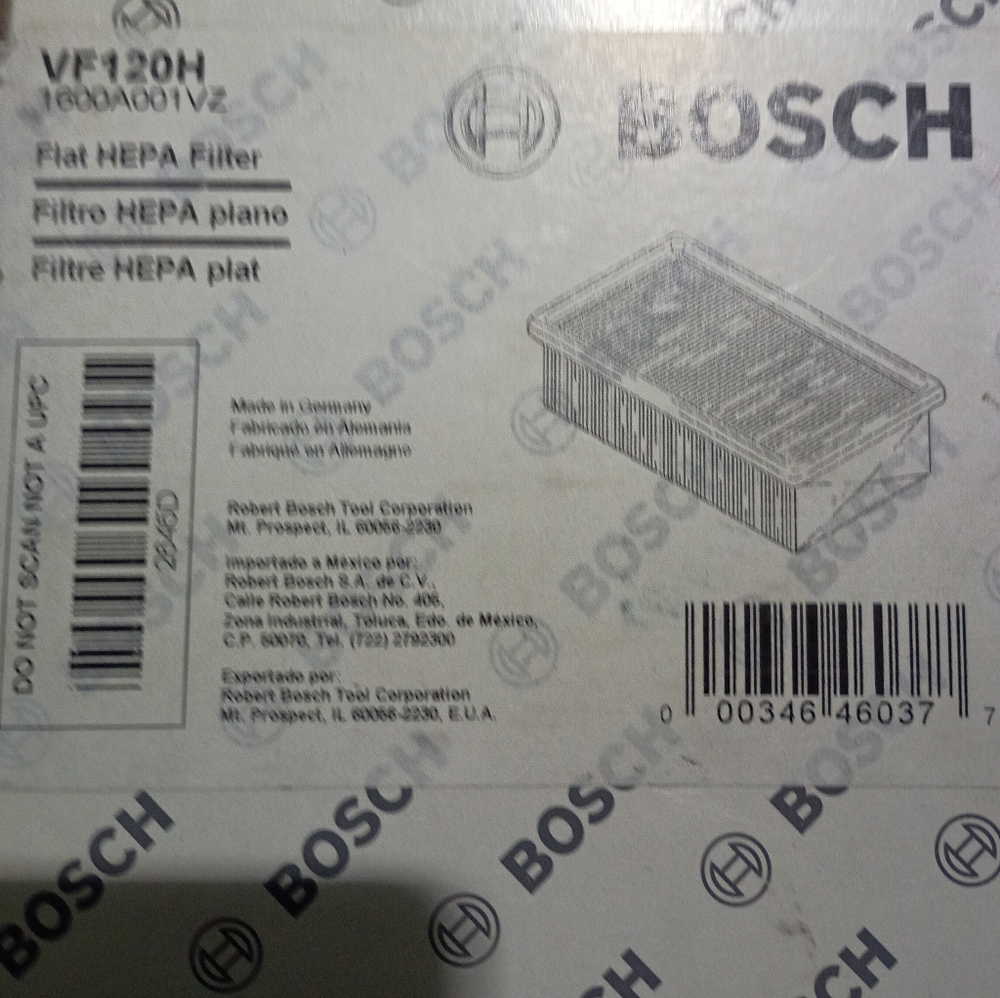 Bosch VF120H Flat HEPA Filter for VAC Series Dust Extractors NEW